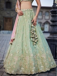 Women <b>Sequin</b> Embroidered Lehenga Choli Set Dupatta Ethnic Wedding Party Outfit - Product Image 3