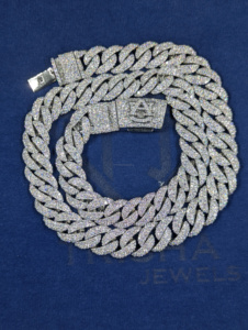 Chaîne cubaine de luxe tendance en argent sterling 925 avec diamants Moissanite VVS, style Hip Hop, par Trisha Jewels - Product Image 1