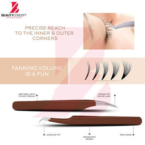 Lot de 5 pinces à cils personnalisées avec logo, manche marron mat, pinces de précision droites et courbées pour extensions de cils - Product Image 3