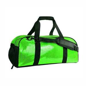 Orange Metallic <b>Duffel</b> <b>Bag</b> with Black Handles Large Capacity Zipper Closure Sport Fitness Travel Gym <b>Bag</b> - Product Image 3