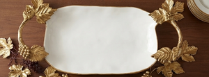 High Quality Serving Tray Metal Golden Decorative Leaf Shape Handle Serving Unique Aluminum Server for <b>Sweets</b> Chocolates Gifts - Product Image 3