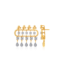 14K Yellow Gold Diamond Earrings Pear Cut Lab-grown Diamonds Classic Style Women's Everyday Wear - Product Image 3