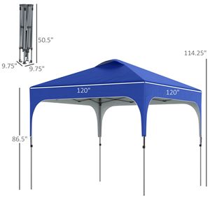 Gazebo Portatile Blu 3x3 m con Borsa per il Trasporto, Ruote e Altezza Regolabile - Product Image 3