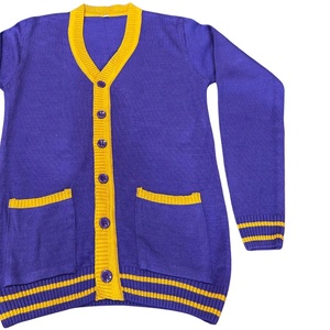 Cardigan tricoté jaune à col en V pour homme, avec boutons recouverts de laine/acrylique, manches longues, couleur unie, pour l'hiver - Product Image 4