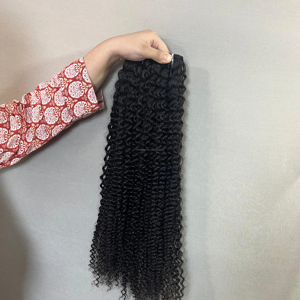 Extensiones de cabello Remy rizado indio virgen 100%, onda suelta, cutícula sin procesar alineada, al por mayor precio de fábrica, humano - Product Image 1