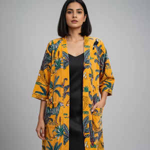 ชุดกิโมโนผ้ากำมะหยี่พิมพ์ลาย ซับในผ้าฝ้ายอินเดีย สไตล์โบโฮ คลาสสิก สวยหรู เซ็กซี่ ของขวัญสำหรับผู้ใหญ่ ฤดูหนาว - Product Image 1