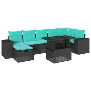 8-Piece <b>Black</b> Poly Rattan Patio <b>Sofa</b> Set with <b>Cushions</b> Stylish Outdoor Furniture - Product Image 2
