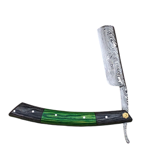 Aesthetic Handmade Damascus Steel Straight Razor with <b>Black</b> and Brown Pakka Wood Handle Personalized Blade Exotic Classic Barber - Product Image 4