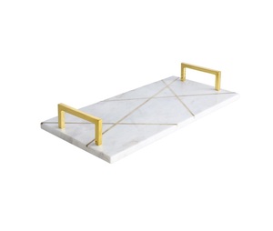 Top Trending Design Best Selling Marble Serving <b>Tray</b> With Brass Handle Customize Packing <b>Party</b> Wear Food Storage Serving <b>Tray</b> - Product Image 4