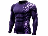 Kaos Olahraga Pria Lengan Panjang O-Neck Rash Guard dengan Logo Depan Cetak Sublimasi Ramah Lingkungan Cepat Kering Tanpa Jahitan Spandex Poliester.