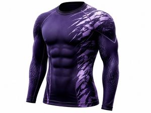 Camiseta Deportiva para Hombre, Manga Larga, Cuello Redondo, Protección UV, Logotipo Frontal Sublimado, Ecológica, Secado Rápido, Sin Costuras, Spandex, Poliéster - Product Image 5