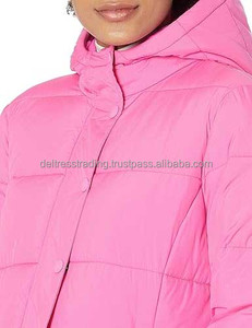 Abrigo acolchado con capucha de manga larga para mujer de peso pesado, forro de lana de nailon, chaqueta de invierno de alta calidad, algodón transpirable con aislamiento cálido - Product Image 3