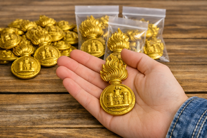 เครื่องประดับหมวกทองเหลืองสไตล์ราชวงศ์ ตราประดับขนสัตว์ วินเทจ วิคตอเรียน - Product Image 2