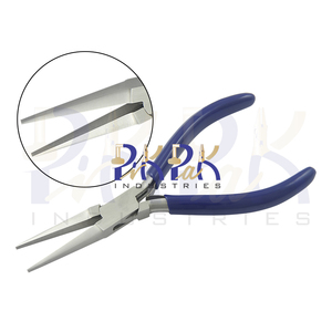 Pince à bec plat en acier inoxydable de 140 mm avec poignées en PVC, double ressort, mâchoires lisses, pour sertissage, dénudage de fils, pêche, bricolage et fabrication de bijoux - Product Image 1