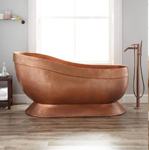 Baignoire classique en cuivre à pattes de chat avec un intérieur argenté élégant et des pieds ornés, disponible à prix de gros. - Product Image 5