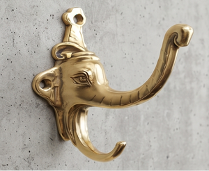 Premium Golden Brass Elephant Head Wall <b>Hook</b> Antique Style Metal <b>Coat</b> <b>Hook</b> For Clothing Storage Elegant Wall <b>Decor</b> - Product Image 5