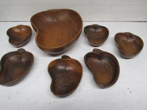 Juego de 7 Tazones para Ensalada de Madera de Monkey Pod, Hechos a Mano, Estilo Rústico, para Cocina, Vajilla, Suministro Global - Product Image 6