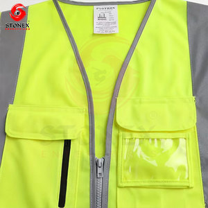 Gilet de sécurité haute visibilité réfléchissant jaune et noir, vêtements de travail avec plusieurs poches pour la construction et la circulation - Product Image 4