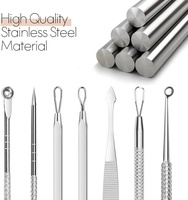 Kit d'outils d'extraction de points noirs naturels 7 en 1 traitement professionnel sûr tête blanche acné défaut comédon élimination