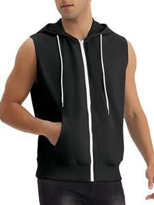 เสื้อฮู้ดผู้ชายแบบซิปเต็มตัว สีดำล้วน ทรงปกติ ผ้าฝ้าย สำหรับออกกำลังกาย วิ่งจ๊อกกิ้ง  รับสกรีนโลโก้  สำหรับฤดูหนาว - Product Image 4