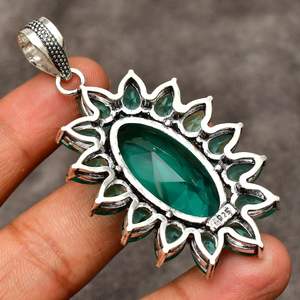 จี้พลอยพาราอิบาทัวร์มาลีน เงินแท้ 925 รูปทรงกากบาท งานแฮนด์เมด หินสีฟ้าเขียวธรรมชาติ สร้อยคอผู้หญิง ของขวัญ - Product Image 2
