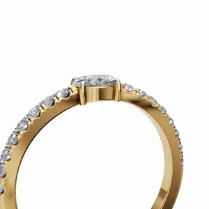 Anillo de Diamante Solitario Cultivado en Laboratorio, Redondo y Ovalado, en Oro Amarillo de 18K, 17 Piezas, Joyería de Lujo para Mujer con Certificación IGI - Product Image 3