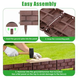 12 unidades de valla flexible para jardín con efecto piedra, de PP, resistente a la intemperie, decorativa, para bordes de césped, caminos, macizos de flores y trellises - Product Image 5