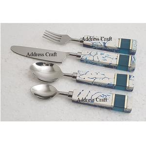 Royal Elegant Dinnerware Cutlery <b>Flatware</b> Set With Resin Handle Luxury Gold Cutlery Dessert Spoon Dinner Fork Knife Tableware - Product Image 6