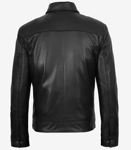 Veste en cuir PU pour homme, col rabattu, fermeture éclair, coupe classique, couleur unie, style bohème/western, imperméable, pour l'automne - Product Image 6