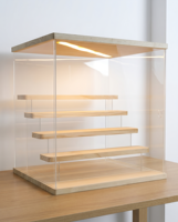 Boîte de rangement rectangulaire en bois transparent de qualité supérieure, étanche et anti-poussière, à 4 niveaux, pour jouets, figurines, présentoir portable empilable, modèles de vente au détail