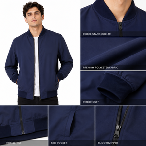 Blouson Bomber Chaud pour Homme – Vente en Gros, Fermeture Éclair Frontale, Col et Poignets en Tricot Côtelé – Veste Décontractée d'Hiver – Fabricant et Fournisseur OEM de Vestes pour Homme - Product Image 5
