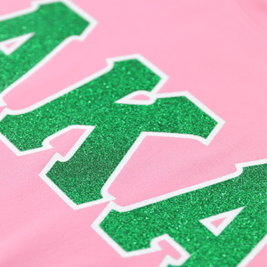 T-shirt AKA Glitter Dry Fit pour femme, rose, sororité grecque, évacuation de l'humidité, athlétique, décontracté, coupe élégante - Product Image 3