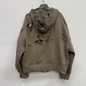 Sweat à capuche zippé surdimensionné pour homme, personnalisé par un designer, en coton épais et lourd, style vintage délavé à l'acide, effet usé et décoloré par le soleil - Product Image 3