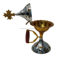 Brûleur d'encens en laiton durable et écologique de qualité supérieure, encensoir décoratif avec couvercle en croix, fait main, aromathérapie, style moderne et épuré, collection Printemps