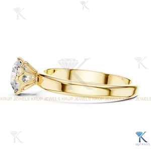 Anillo de compromiso solitario con diamante cultivado en laboratorio, corte redondo, E VVS2, certificado IGI, en oro macizo con engaste de corona, estilo filigrana vintage. - Product Image 3