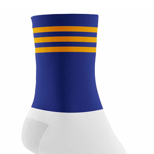 High Quality <b>Soft</b> Knitted Sports <b>Socks</b> Blue White Ankle <b>Socks</b> With Yellow Stripes Breathable Knitted All Sports Wear Adults - Product Image 4