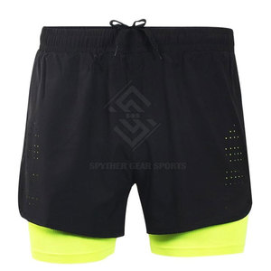 Best Selling High Quality <b>Mid</b> Waist Solid Double <b>Layer</b> Shorts Custom Made Casual Wear Men Polyester/Cotton Quick Dry Breathable - Product Image 2