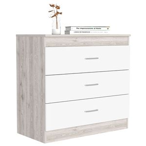 Zurich tre cassetti comò da deposito E-SHOP grigio chiaro/bianco con Top superiore e metallo Hardware - Product Image 5