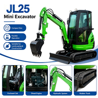 Mini-excavatrice de 2,5 tonnes JL25 Pro avec moteur Kubota, norme EPA Euro 5, et accessoires de pack A.