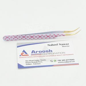 Pinzas de volumen de curva en J con punta dorada recubierta de papel personalizadas, pinzas profesionales para extensión de pestañas, logotipo personalizado de acero inoxidable alto - Product Image 1