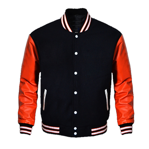 Blouson universitaire unisexe modèle 2024 pour homme, style Champion, avec corps en laine, manches en cuir, patchs en chenille et broderies - Product Image 1