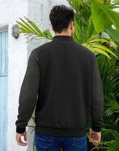 <b>Men's</b> <b>White</b> Quilted Varsity <b>Jacket</b> Solid Color Button Closure Turn-down Collar Casual Style Autumn Wear Regular Fit - Product Image 6