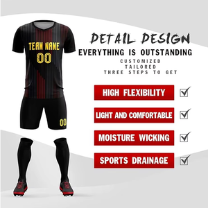 Maillot de football personnalisé sublimé pour homme, col en V, manches courtes, noir avec nom et numéro d'équipe jaunes, tenue athlétique toutes saisons - Product Image 3