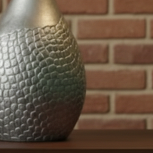 Moderno Florero de Metal Plateado Texturizado con Flores Artificiales de Lirio Blanco para Decoración del Hogar, Centro de Mesa Elegante para Sala de Estar - Product Image 5