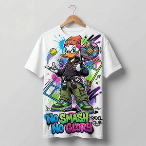 T-shirt unisexe style streetwear motif canard de dessin animé, manches courtes, col rond, imprimé numérique, coupe oversize, blanc, écologique et respirant - Product Image 1