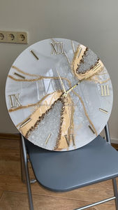 "Elegante Reloj de pared de resina epoxi-Decoración hecha a mano para el hogar-Impresionante reloj grande para espacios de vida elegantes" - Product Image 2