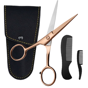 Facial Hair Scissors for Men Mustache & Beard Trimming Scissors 5in Sharp & Precise Grooming Right Handed Barber Scissor - Product Image 6