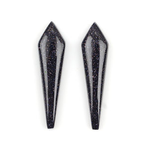 Arenisca azul de galaxia Natural de alta calidad, 10x30mm de largo, corte de cometa, cabujón calibrado con parte posterior plana, piedras preciosas sueltas para la fabricación de joyas - Product Image 1