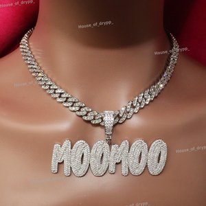 Colgante de Letra Unisex de Plata de Ley 925 con Moissanita Redonda de Corte Brillante, Estilo Hip Hop Iced Out, para Uso Diario - Product Image 2