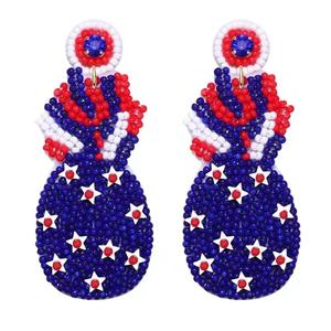 Pendientes de cuentas coloridas hechos a mano, estilo bohemio, pendientes colgantes llamativos, joyería de verano para la playa, regalos, estilo indio, azul nupcial - Product Image 4